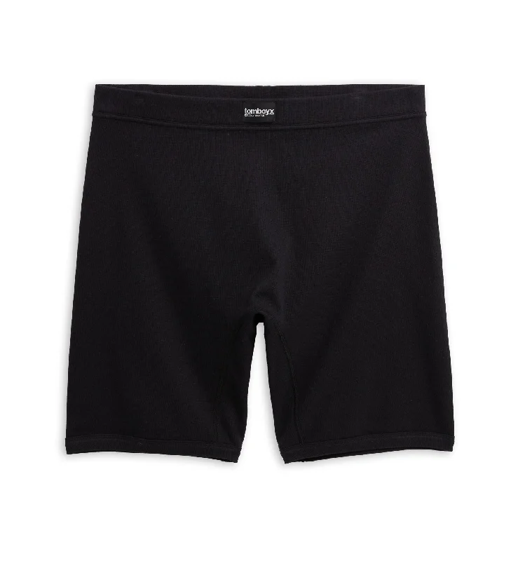 Price Drop Organic Cotton Rib 9" Boxer Briefs - Black