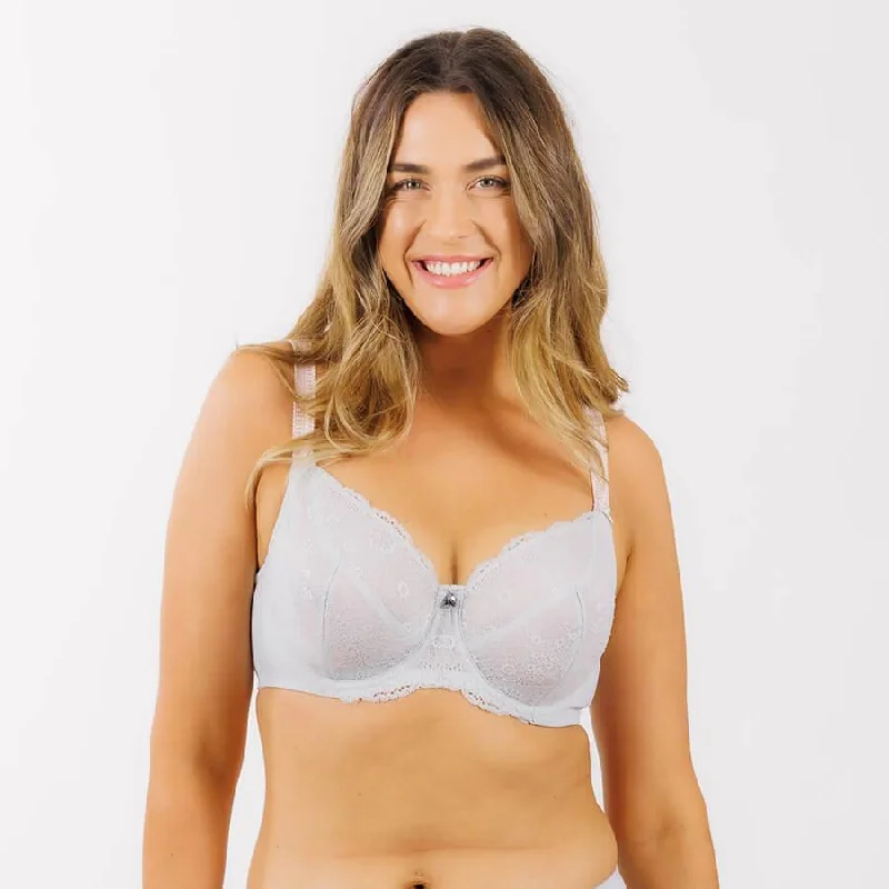 Price Smash Peony Lace Full Cup Bra - Grey Storm Cloud