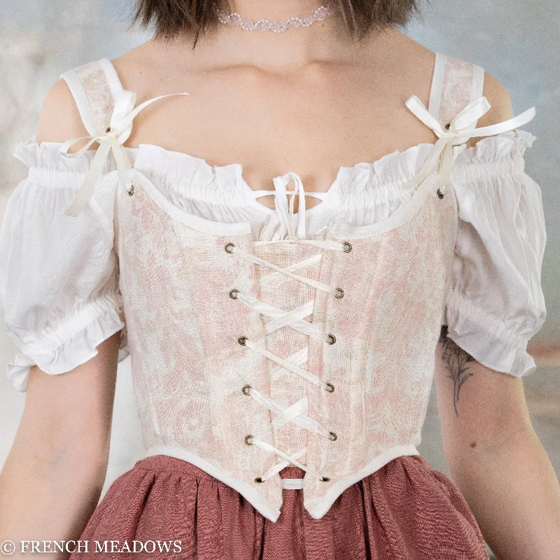 Value Pack READY TO SHIP Pink and White Toile Renaissance Bodice