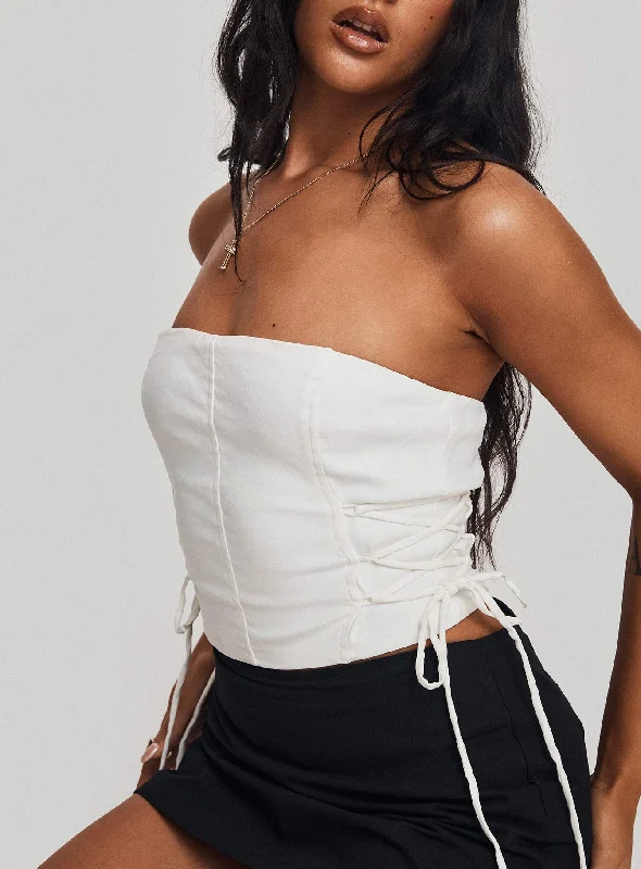 Season Finale Sale Poppet Strapless Top White
