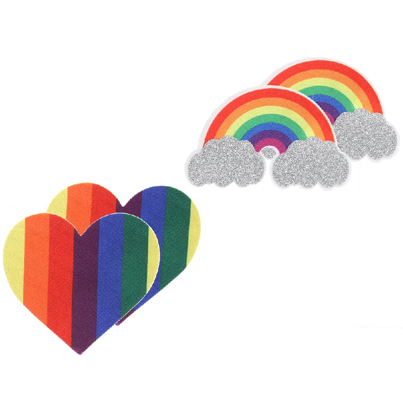 Weekend Savings Spectacular Pride Glitter Rainbows & Hearts Nipple Pasties