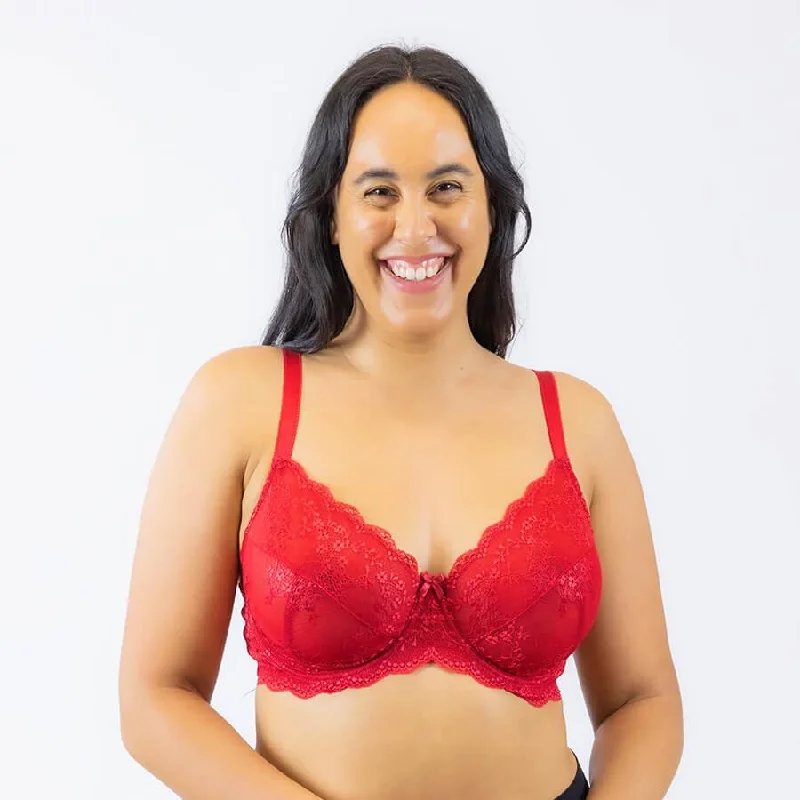 Great Deals Sweetpea Lace Balconette Bra - Lipstick Red