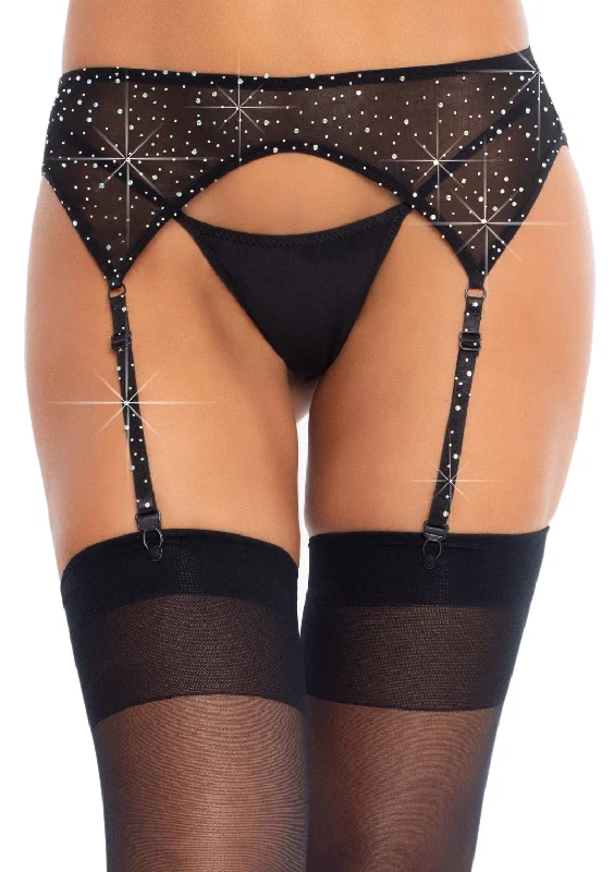 Crazy Deals Rhinestone Garter Belt black