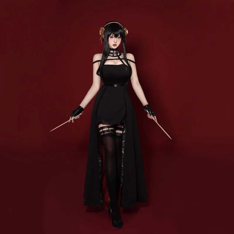 Great Deals Rulercosplay SPY x FAMILY Yor Forger (Thorn Princess) Black Dress Cosplay Costume