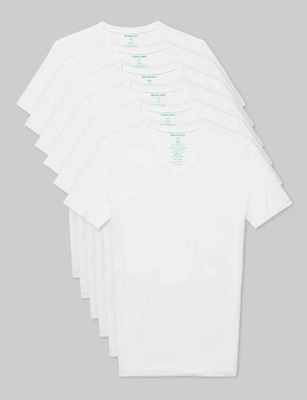 Great Deals Second Skin High V-Neck Stay-Tucked Undershirt (6-Pack)
