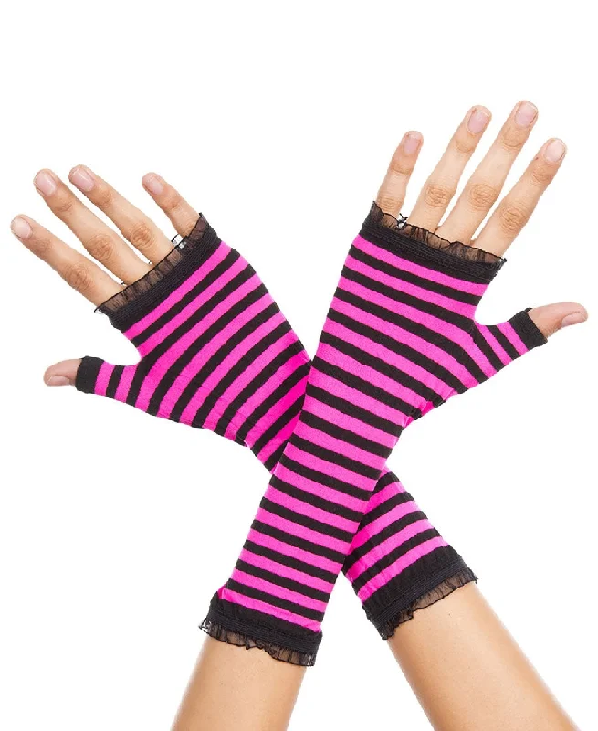 Deep Discounts Sexy Striped Gloves W/Lace