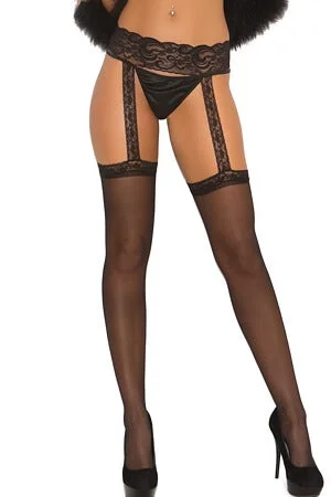 Take Advantage Sleek Sheer Thigh High & Garter Belt Set