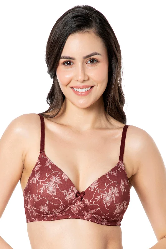Weekend Special Smooth Charm Padded Non-Wired T-Shirt Bra - Filigree Print