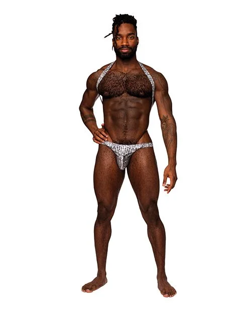 Weekend Savings Fiesta Snaked Metallic Coated Shoulder Sling Harness Thong