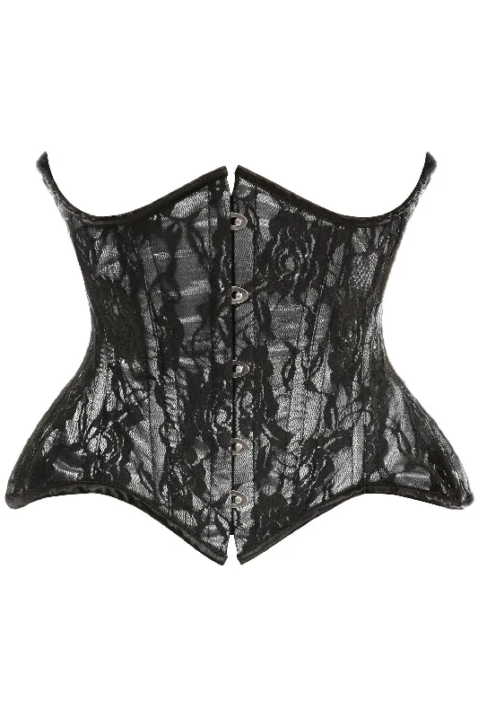 Weekend Deals That Dazzle Top Drawer White w/Black Lace Double Steel Boned Curvy Cut Waist Cincher Corset Weekend Deals That Dazzle Top Drawer White w/Black Lace Double Steel Boned Curvy Cut Waist Cincher Corset