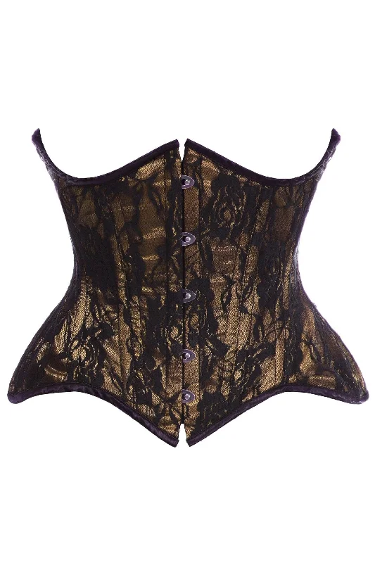 Weekend Discounts You Deserve Top Drawer Beige w/Black Lace Double Steel Boned Curvy Cut Waist Cincher Corset Weekend Discounts You Deserve Top Drawer Beige w/Black Lace Double Steel Boned Curvy Cut Waist Cincher Corset