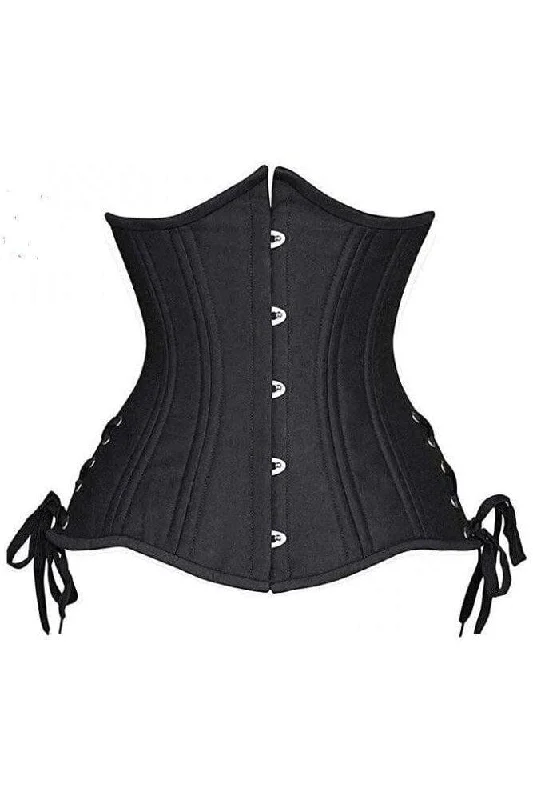 Weekend Deals to Make You Smile Top Drawer Black Satin Double Steel Boned Curvy Cut Waist Cincher Corset w/Lace-Up Sides Weekend Deals to Make You Smile Top Drawer Black Satin Double Steel Boned Curvy Cut Waist Cincher Corset w/Lace-Up Sides