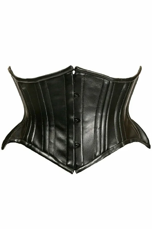 Now or Never Top Drawer Black Faux Leather Double Steel Boned Curvy Cut Waist Cincher Now or Never Top Drawer Black Faux Leather Double Steel Boned Curvy Cut Waist Cincher