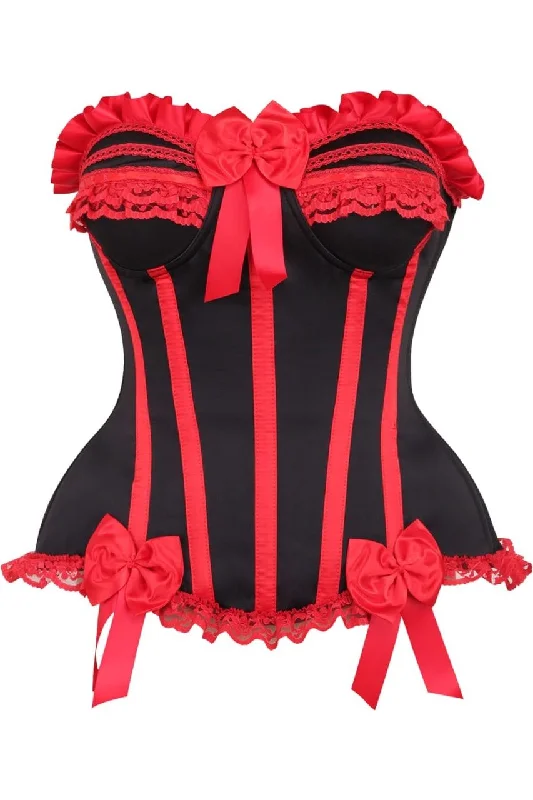 Massive Savings Top Drawer Black/Red Steel Boned Burlesque Corset