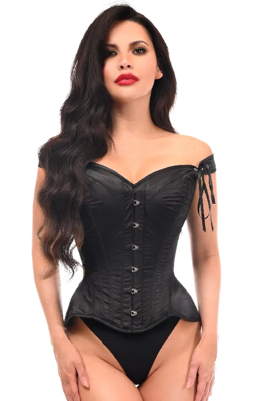 The Best Prices Top Drawer Black Satin Steel Boned Corset w/Straps