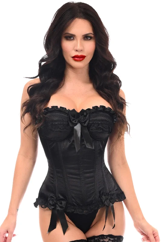 Weekend-Only Price Drops Top Drawer Black Satin Steel Boned Overbust Corset