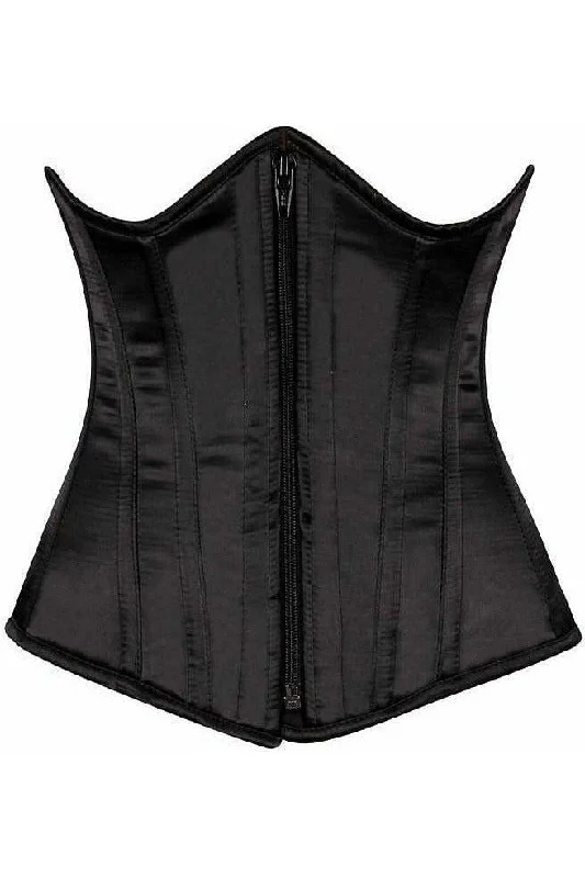 Markdown Sale Top Drawer Black Satin Underbust Steel Boned Corset