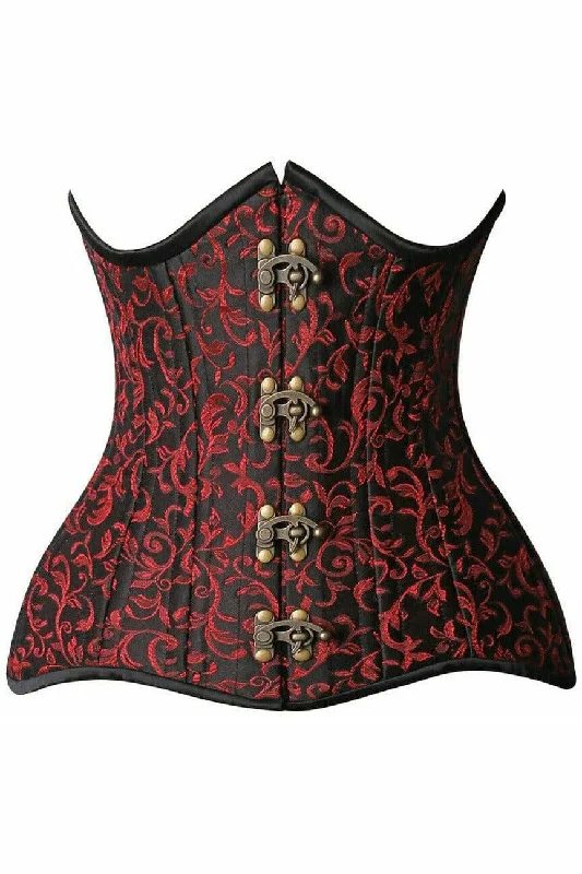 Super Discount Top Drawer CURVY Brocade Double Steel Boned Under Bust Corset