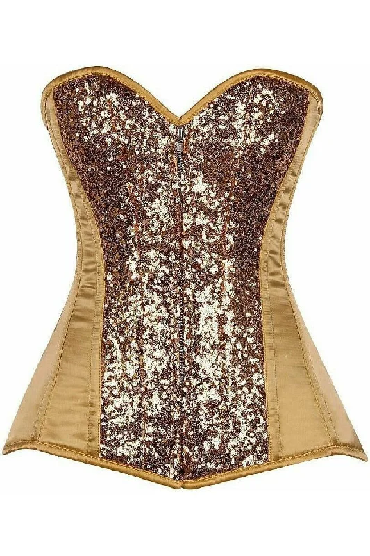 Limited Supply Top Drawer Gold Sequin Steel Boned Corset