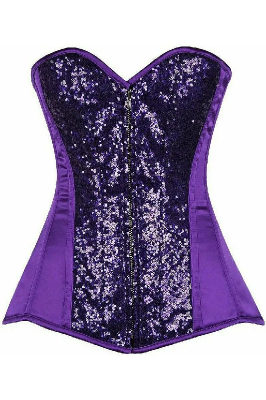Don't Delay Top Drawer Purple Sequin Steel Boned Corset