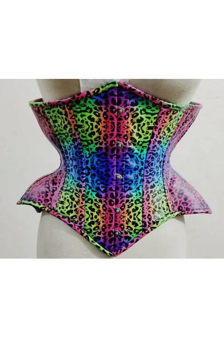 Price Drop Top Drawer Rainbow Leopard Print Double Steel Boned Curvy Cut Underbust Cincher Corset Price Drop Top Drawer Rainbow Leopard Print Double Steel Boned Curvy Cut Underbust Cincher Corset