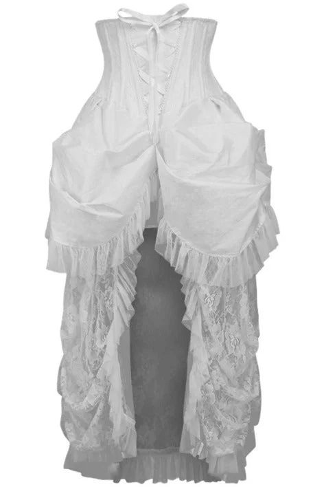 Extra Savings Top Drawer Steel Boned White Lace Victorian Bustle Underbust Corset Dress Extra Savings Top Drawer Steel Boned White Lace Victorian Bustle Underbust Corset Dress