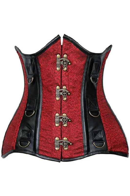 Now Available Top Drawer Wine Brocade & Faux Leather Steel Boned Under Bust Corset Now Available Top Drawer Wine Brocade & Faux Leather Steel Boned Under Bust Corset