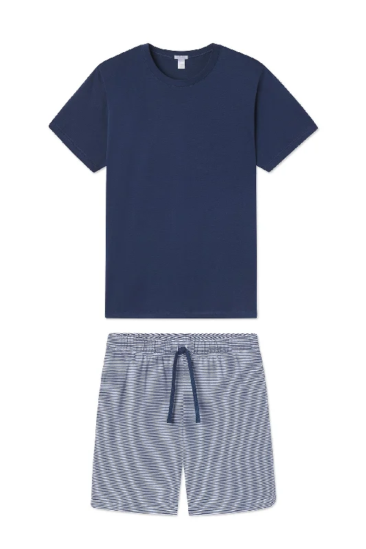 Men's Pima Sleep Shorts Set in True Navy