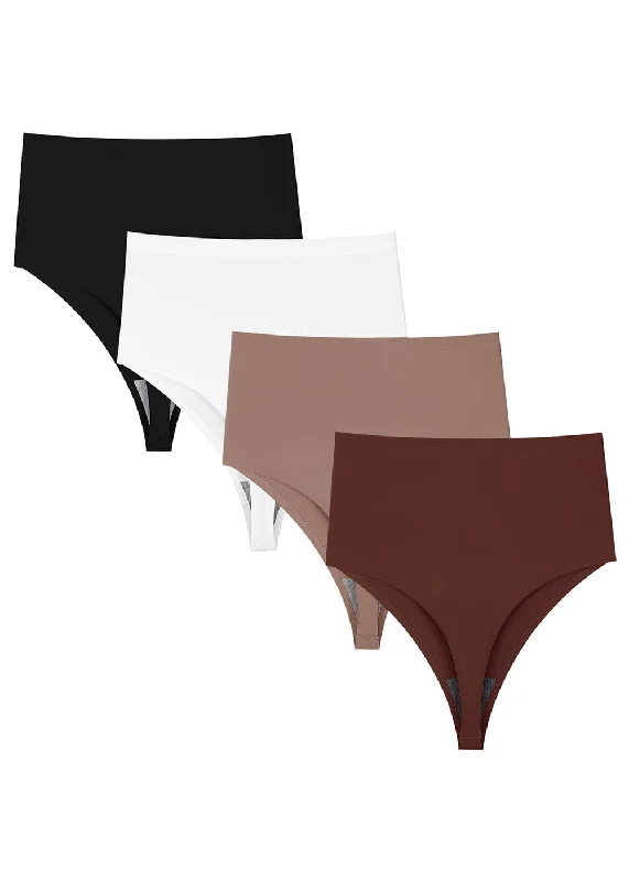 Limited Stock Ultra High Waisted Thong No Show Underwear Mix3 4 Pack