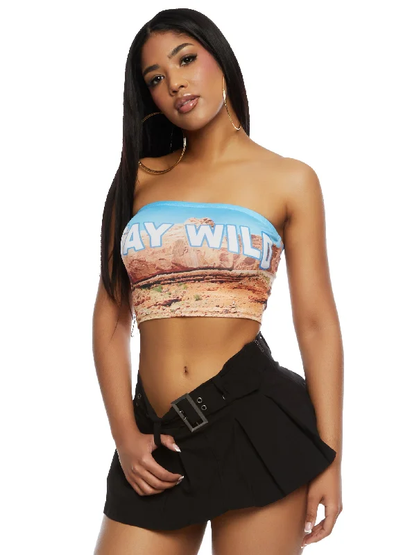 Daily Deals Stay Wild Graphic Tube Top