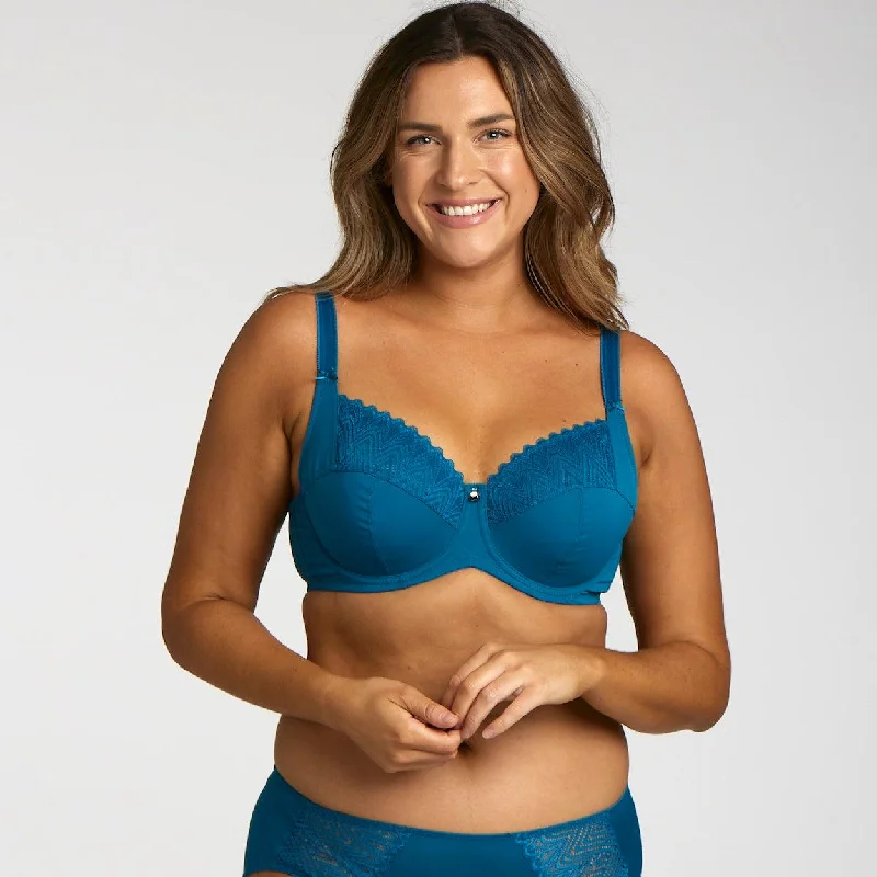 Deal Explosion Willow Lace Full Cup Bra - Teal Blue