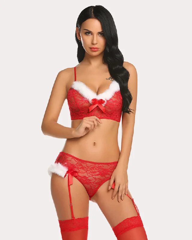 Deal of the Week Santa Bra and Panty with Garter Belt Set