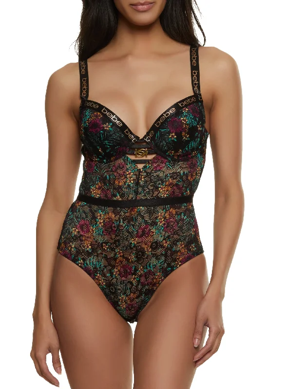 Price Meltdown Bebe Floral Lace Caged Teddy