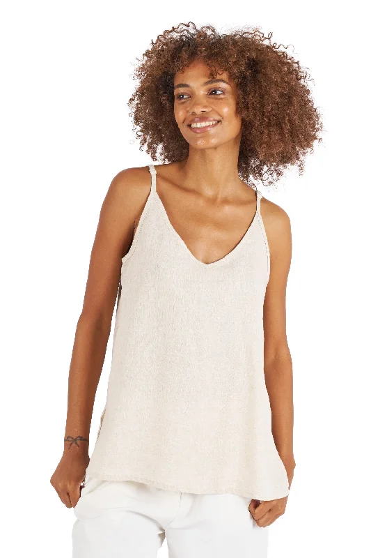 Bargain Prices Cami-V Natural Linen Top