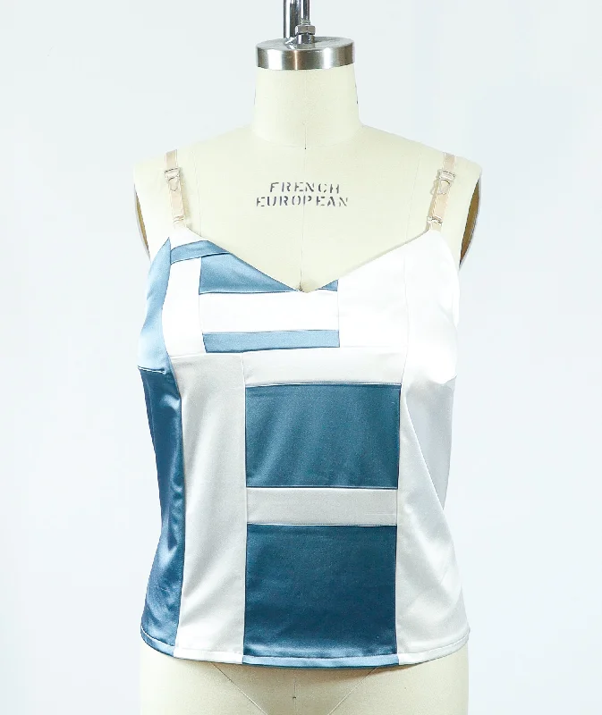 Weekend Offers That Amaze Patchwork Large Stretch Silk Satin Patchwork Camisole