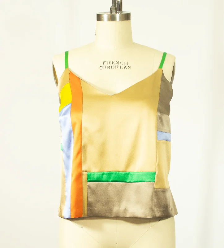 Weekend Bargains to Sizzle Patchwork Large Stretch Silk Camisole