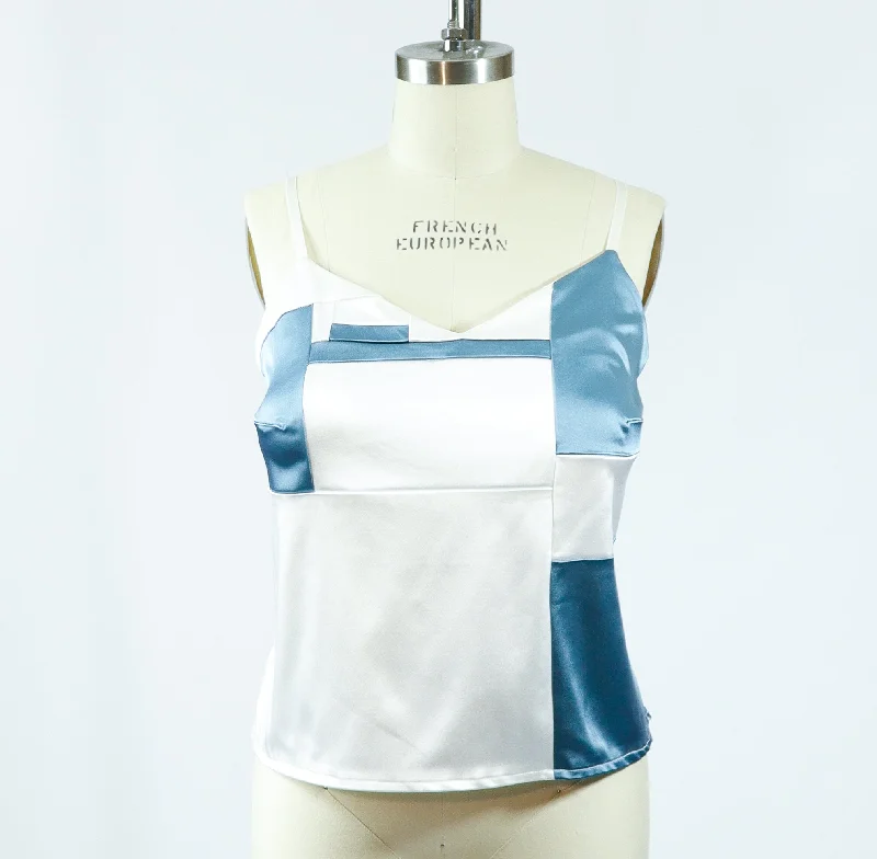 Weekend Discounts to Savor 2 Patchwork Large Stretch Silk Satin Patchwork Camisole