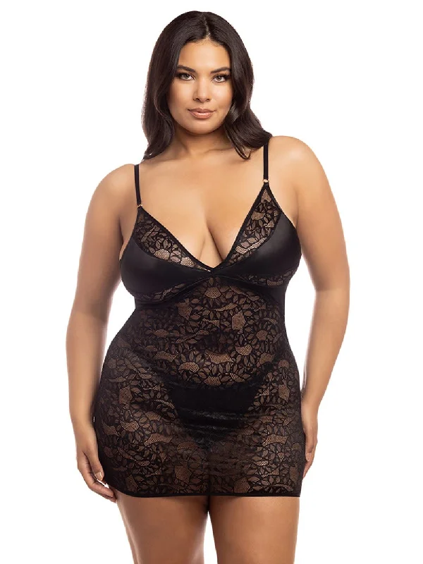 Closeout Curvy Amaya Snake Lace Babydoll