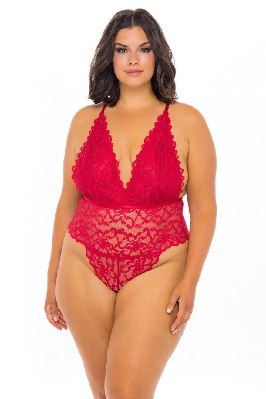Can't Miss Curvy Jeana All Over Lace Teddy