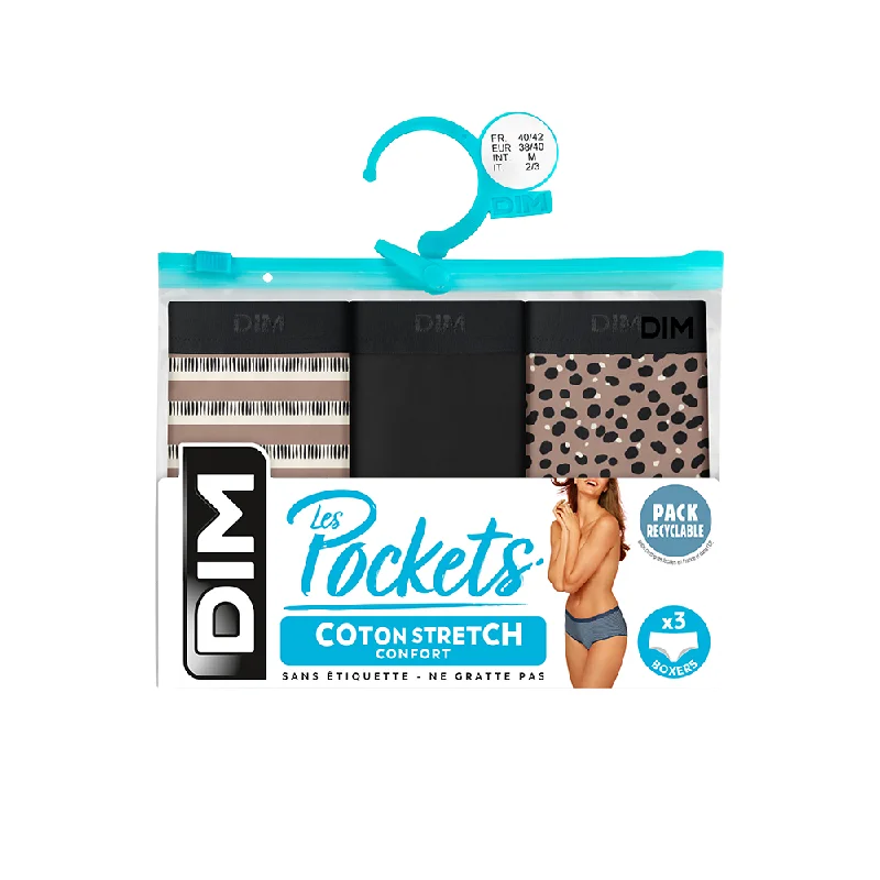 Reduced Rates Dim Les Pockets Pack Of 3 Panties Savannah Patterns In Black