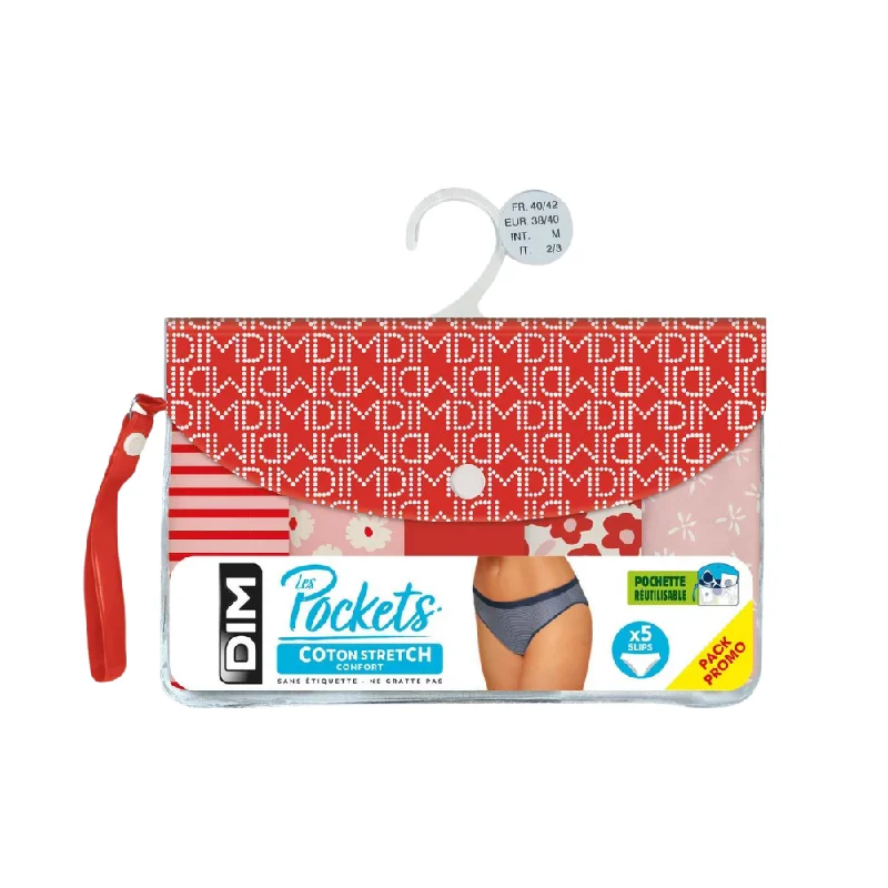 Time-Sensitive Dim Les Pockets Pack Of 5 Briefs Floral Patterns In Pink