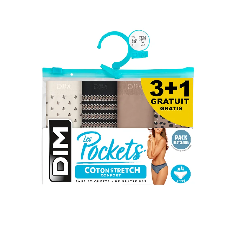 Year-End Deals Dim Les Pockets Promo Pack Of 4 Briefs Savannah Patterns In Black