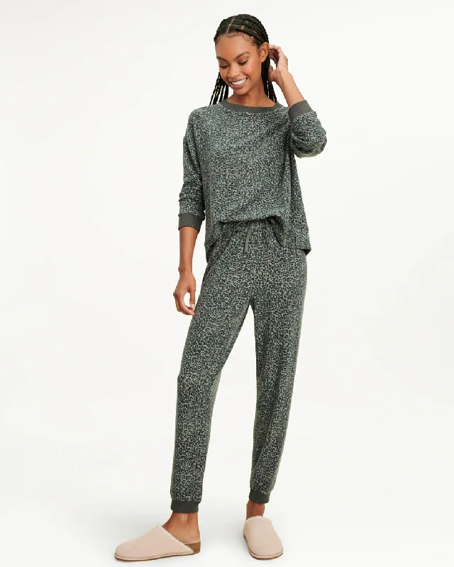 Elora Long Sleeve Jogger Set in Charcoal Leopard