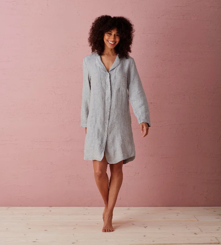 Flint Grey Ava 100% Linen Nightshirt