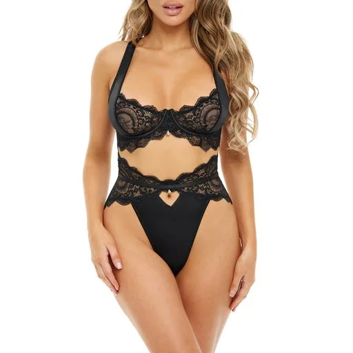 Extra Discounts .Happy We'll Be Bra & Panty Set in Black