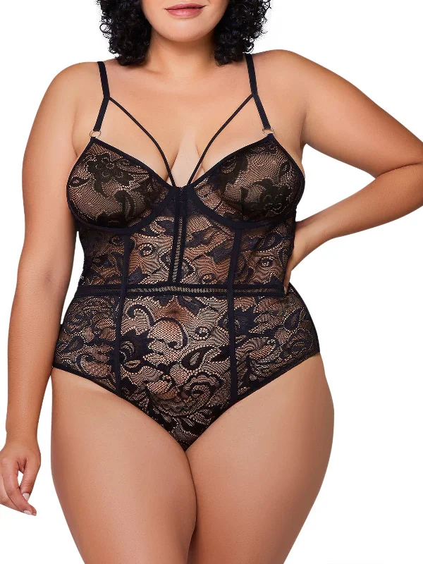 Steals and Deals Women's Kaliana Sheer Plus Size Teddy Lingerie