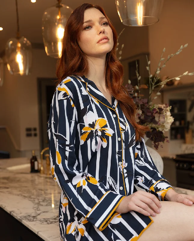 Knightsbridge Floral Stripe Print Nightshirt