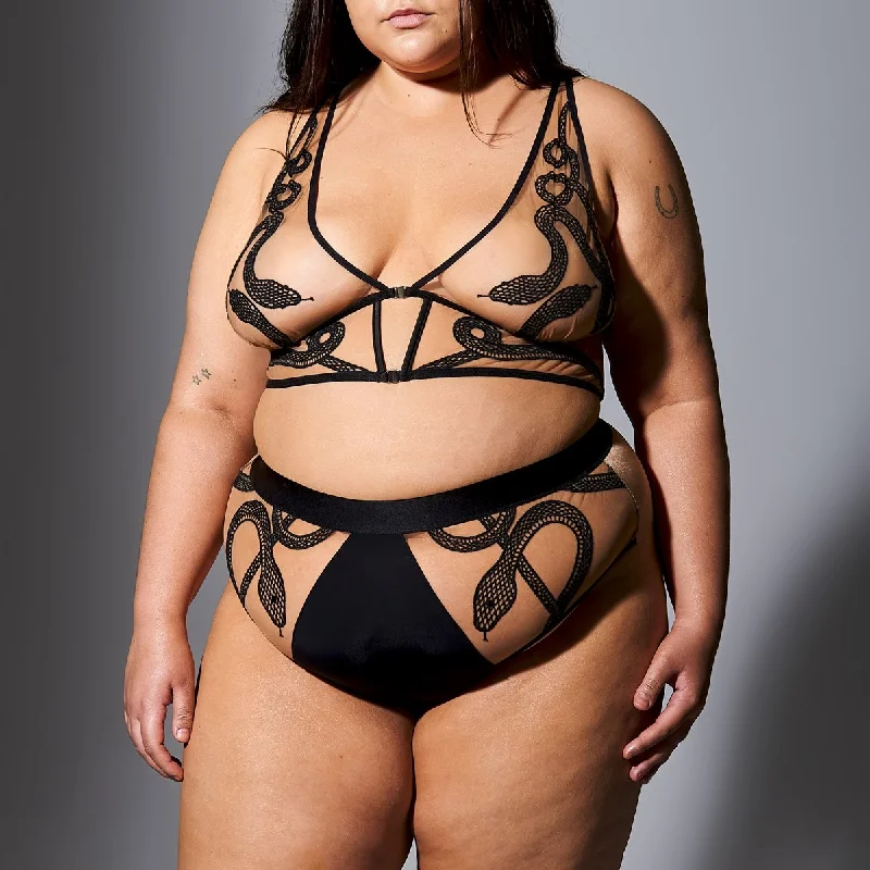 Special Promotion Medusa's Curse Embroidered High Waist Bikini in Butterscotch & Black