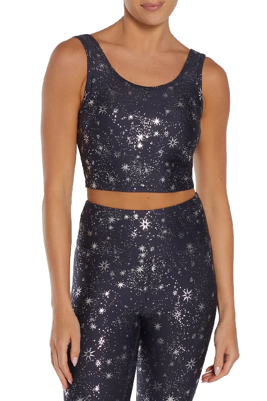 Overstock Sale Marley Long Sports Bra - Graphite Foil Starry Night