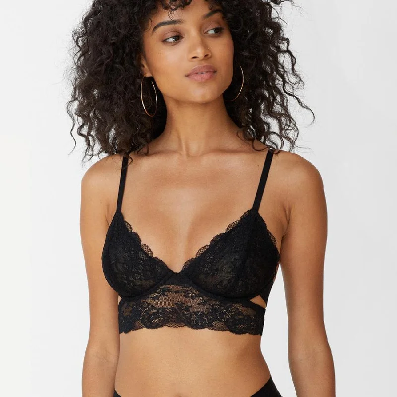 Best Bargains .Monique Morin Wild Lace Long Line Bra in Black